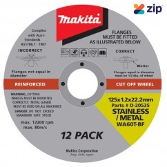 Makita D-20535-12 - 125mm Inox Cutting & Grinding Wheel - 12 Pack